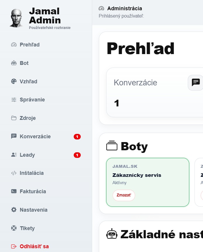 Ukážka administrácie Jamal